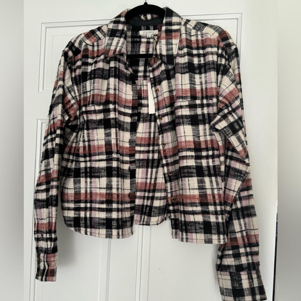 Z Supply cropped button down flannel NWT